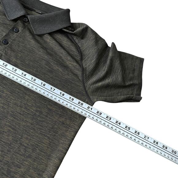 Lululemon Metal Tech Vent Polo Shirt Men’s Large Deep Meadow Brown Black Golf - Picture 8 of 10